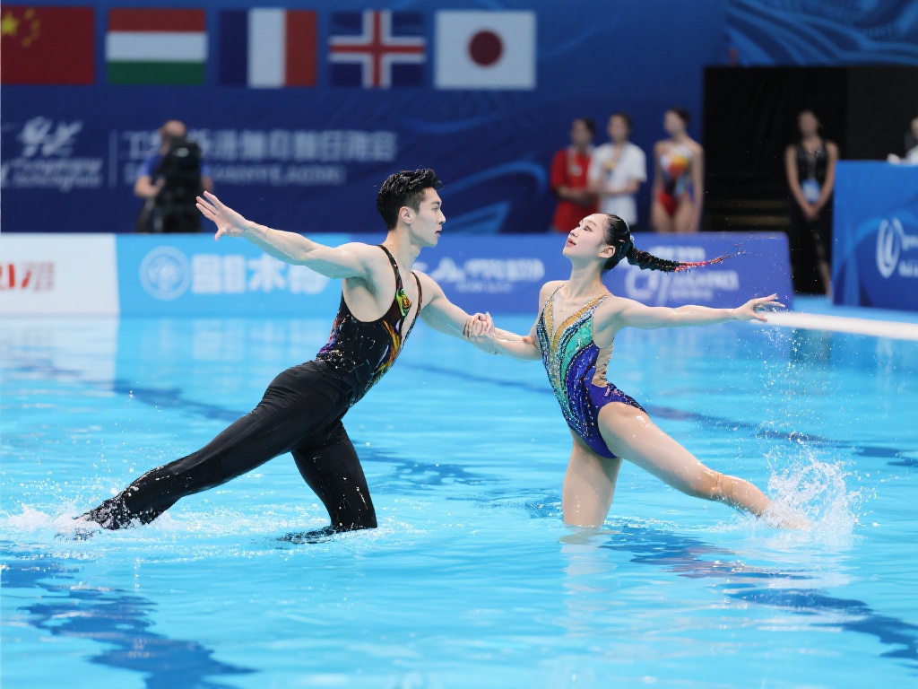 郭牧也携手郭思彤夺混双技术自选银牌 混合双人技术自选是一项集合体力、艺术与技